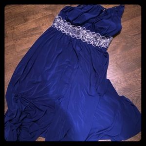 Long Navy Blue Dress with Detail